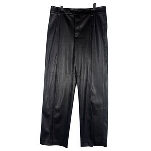 Zara High Rise Faux Leather Pants Black Size XL Straight Leg Front leg Seam